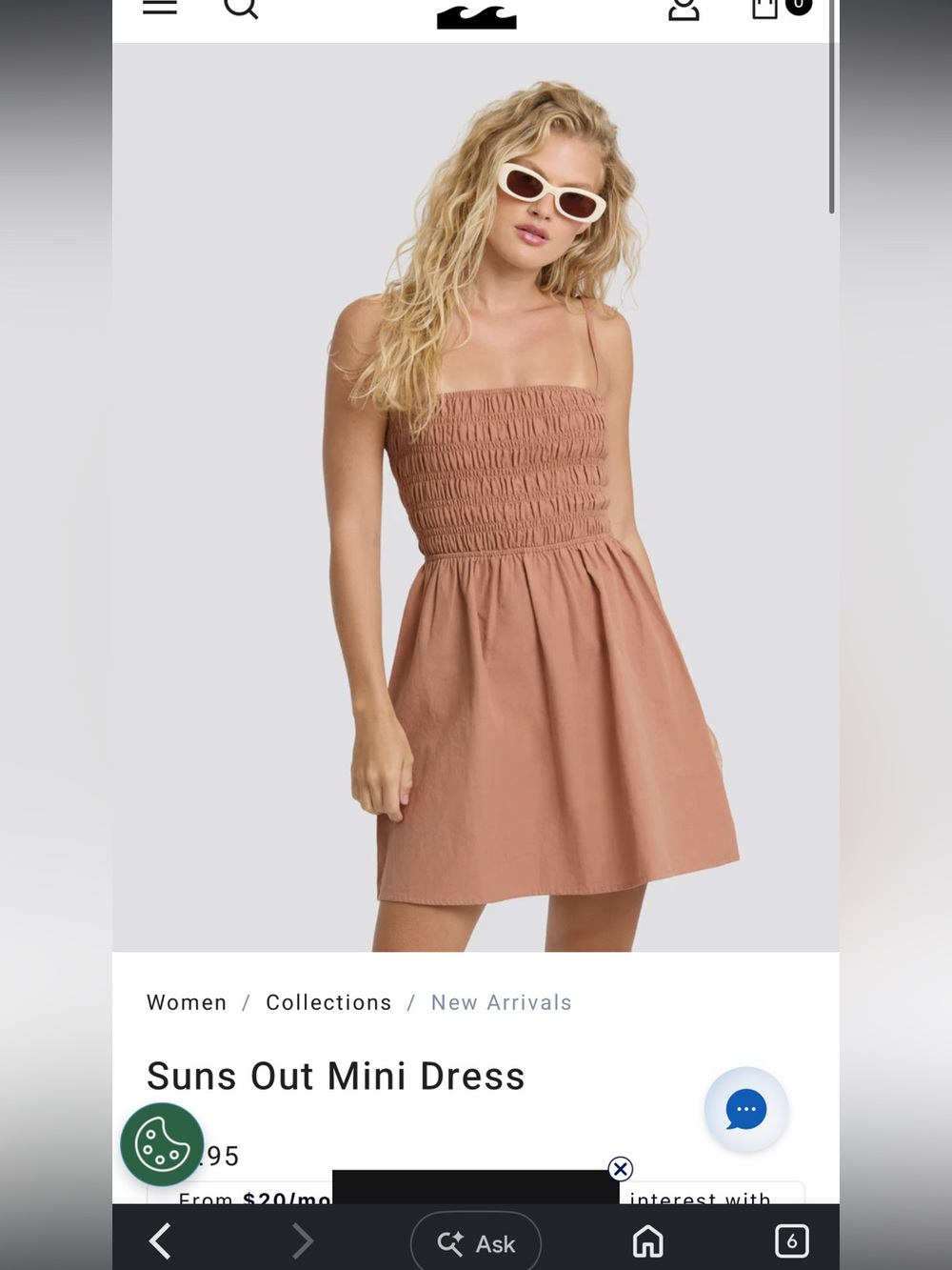 Billabong Suns Out Mini Dress in Color Crème
